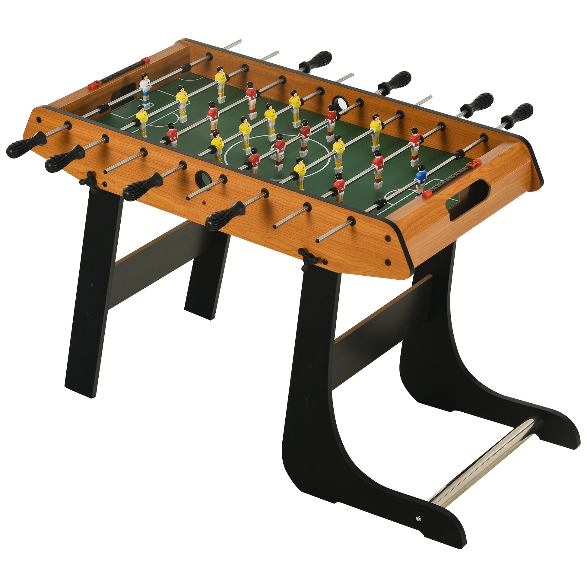 Foldable Foosball Table Soccer Game with 22 Players Foosball for Kids and Adults with 2 Scorers 98x42x62.5 cm Natural and Black