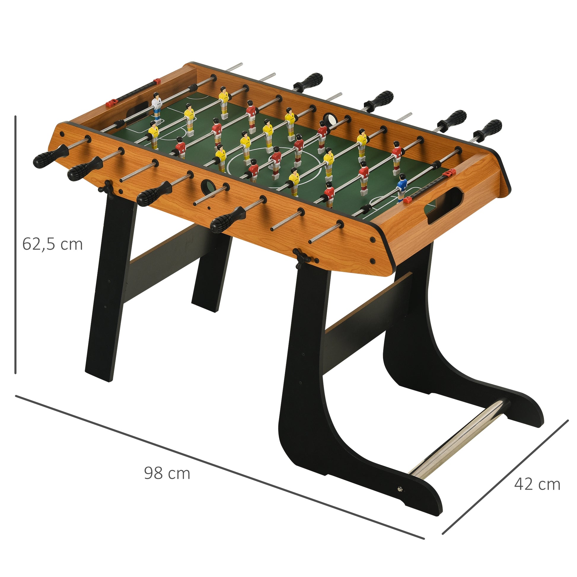 Foldable Foosball Table Soccer Game with 22 Players Foosball for Kids and Adults with 2 Scorers 98x42x62.5 cm Natural and Black