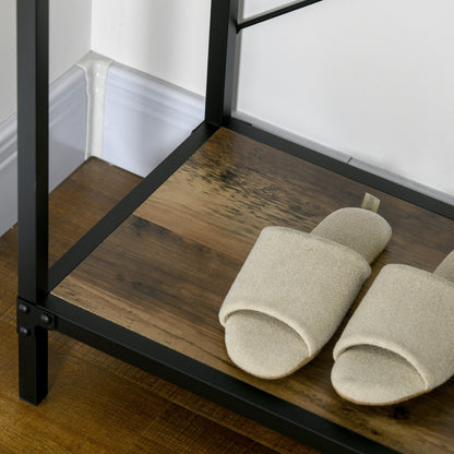 Console Table, Entryway Table, End Table, Carbon Steel Frame, Easy Assembly, with 3 Drawers and 1 Wood Grain Tray, Industrial Design, 100 x 35 x 76.5 cm, Light Brown