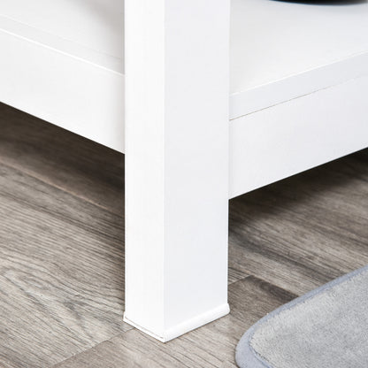 Console Table Hallway Table with 2 Drawers and Lower Shelves Modern Style Metal Frame 105x40x76 cm White