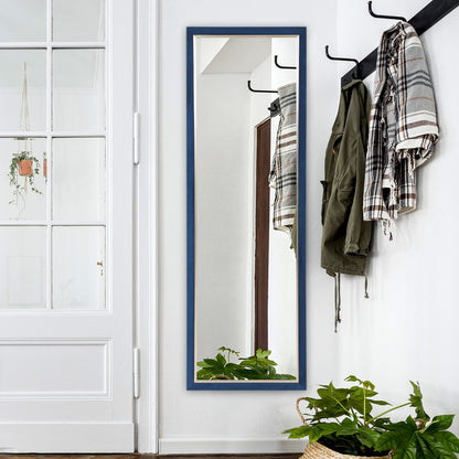 Full-Length Mirror 150x50 cm Freestanding or Wall-Mounted Mirror with Velvet Frame and Stand for Living Room Bedroom Blue