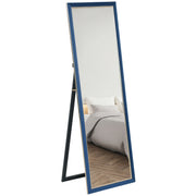 Full-Length Mirror 150x50 cm Freestanding or Wall-Mounted Mirror with Velvet Frame and Stand for Living Room Bedroom Blue