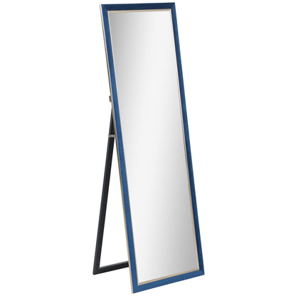 Full-Length Mirror 150x50 cm Freestanding or Wall-Mounted Mirror with Velvet Frame and Stand for Living Room Bedroom Blue