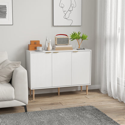 Grooved Door 3-Door Sideboard with Adjustable Shelf TV Stand for Bedroom Living Room 107x35x80 cm White