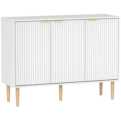 Grooved Door 3-Door Sideboard with Adjustable Shelf TV Stand for Bedroom Living Room 107x35x80 cm White