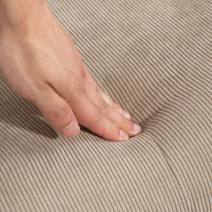 Armchair with Ottoman, Wingback Chair with High Backrest, Wooden Legs, Lounge Chair with Tufted Design, Corduroy Look, for Living Room, Light Brown