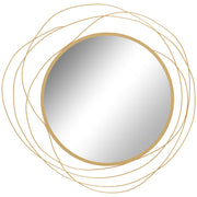 Wall Mirror, Ø65 cm Wall Decor with Mirror, Metal Frame, Hallway Mirror, Wall Artwork for Living Room, Bedroom, Gold