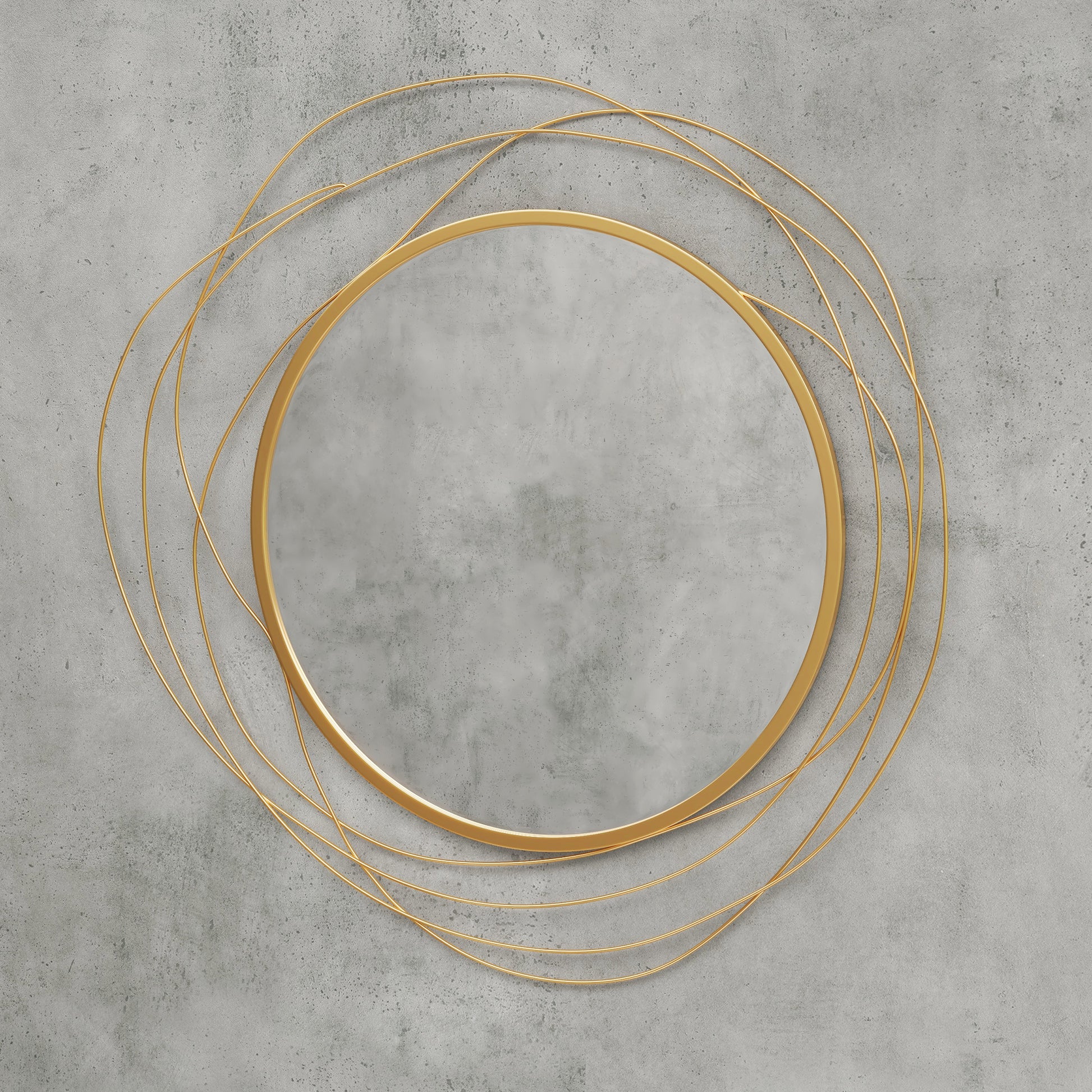 Wall Mirror, Ø65 cm Wall Decor with Mirror, Metal Frame, Hallway Mirror, Wall Artwork for Living Room, Bedroom, Gold