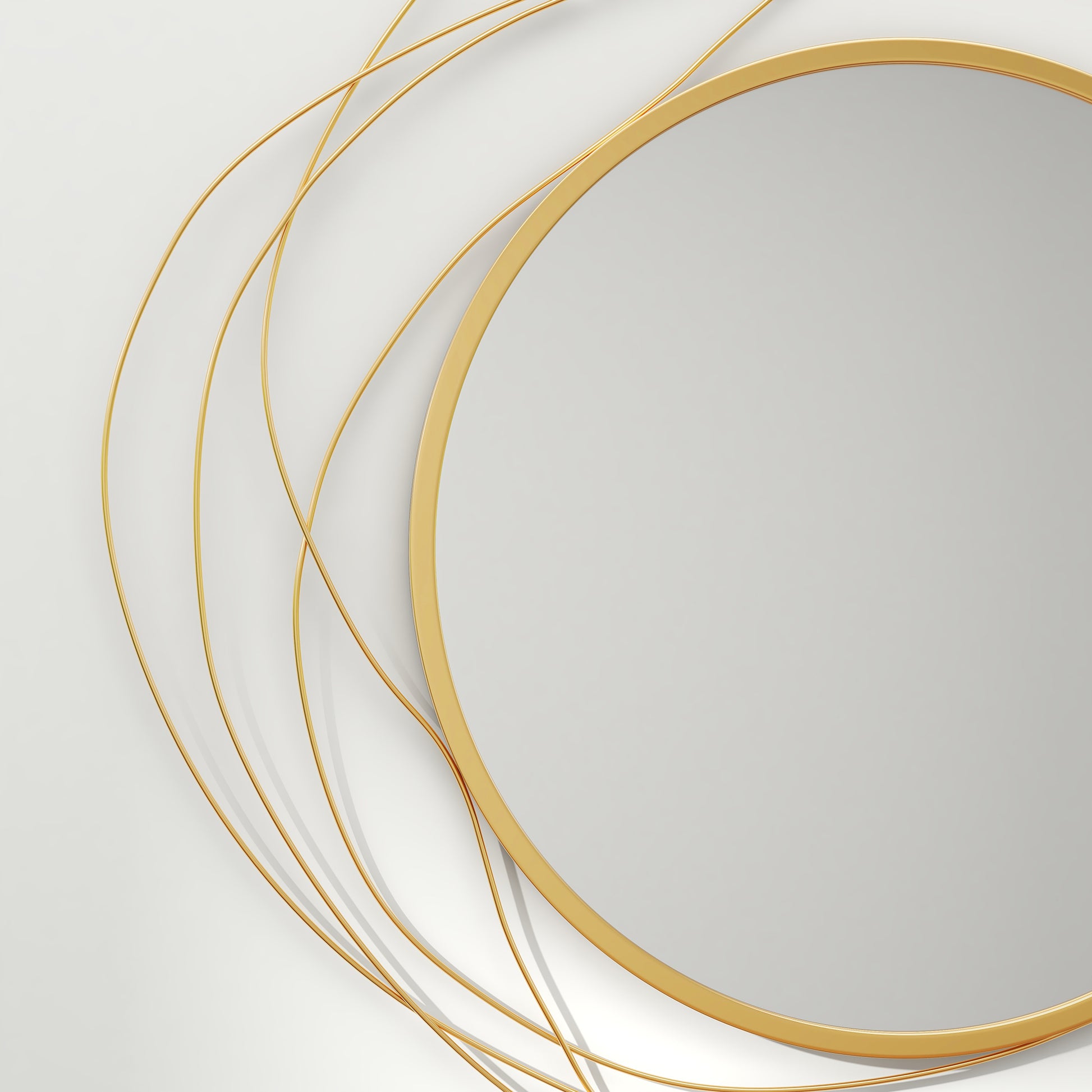 Wall Mirror, Ø65 cm Wall Decor with Mirror, Metal Frame, Hallway Mirror, Wall Artwork for Living Room, Bedroom, Gold