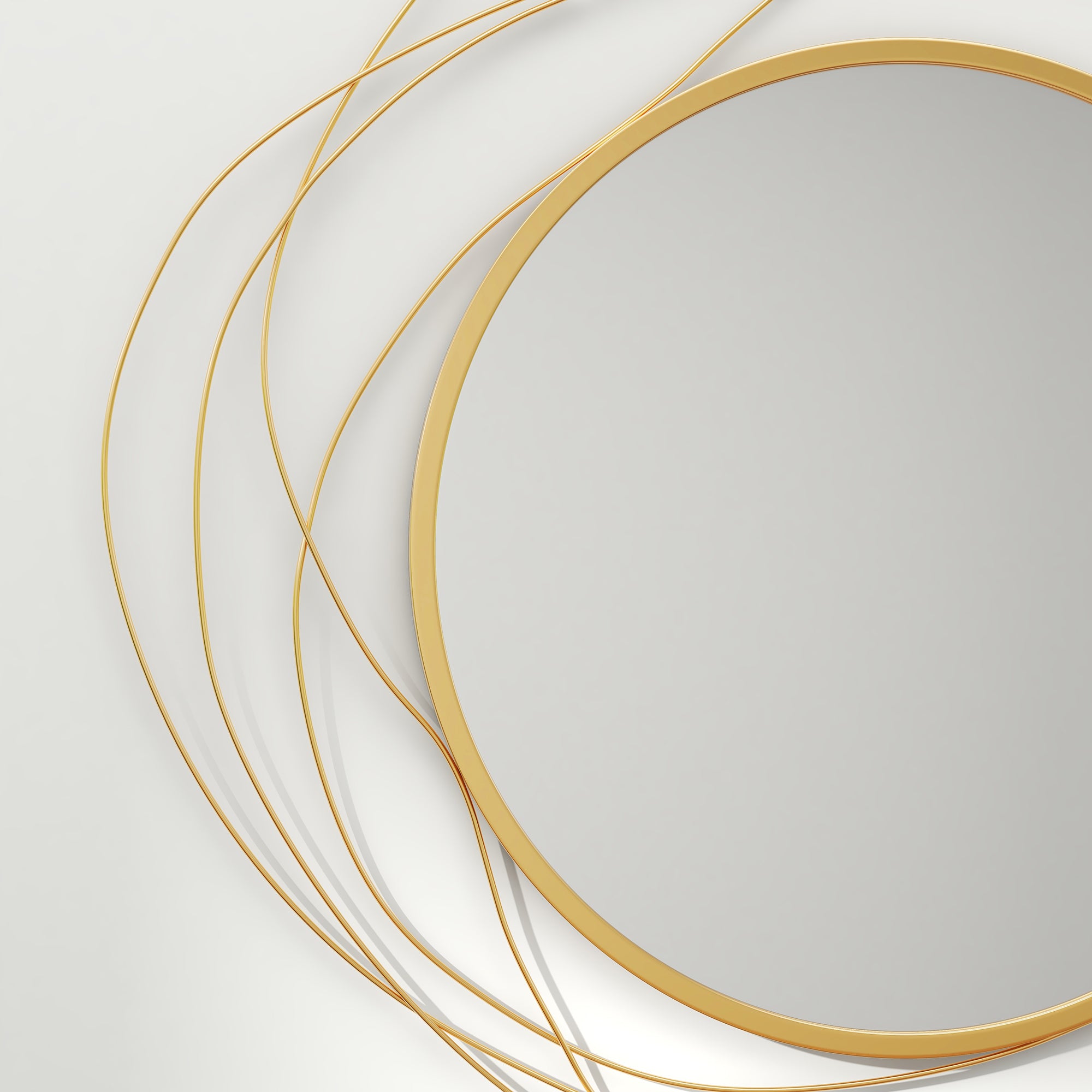 Wall Mirror, Ø65 cm Wall Decor with Mirror, Metal Frame, Hallway Mirror, Wall Artwork for Living Room, Bedroom, Gold