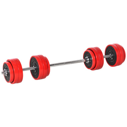 Dumbbell Set 30 KG 2-IN-1 Dumbbells & Barbells Adjustable Weightlifting for Home Fitness Muscle Red+Black 21.5 x 21.5 x 3.8 cm