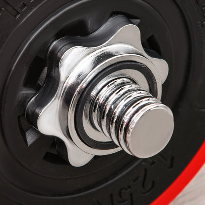 Dumbbell Set 30 KG 2-IN-1 Dumbbells & Barbells Adjustable Weightlifting for Home Fitness Muscle Red+Black 21.5 x 21.5 x 3.8 cm