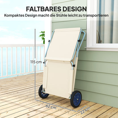 2 Piece Folding Sun Lounger Set Beach Loungers Beach Chair with Adjustable Backrest Pillow Canopy Wheels Lightweight Portable Beach Mat Sunbed Outdoor Sun Lounger Mat for Garden, Pool 148 x 62cm