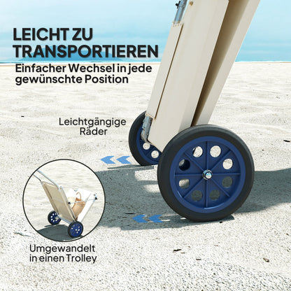 2 Piece Folding Sun Lounger Set Beach Loungers Beach Chair with Adjustable Backrest Pillow Canopy Wheels Lightweight Portable Beach Mat Sunbed Outdoor Sun Lounger Mat for Garden, Pool 148 x 62cm