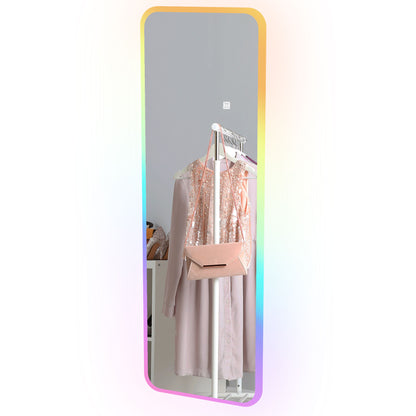 Full-Length Mirror with LED Lights 120x40 cm Rectangular Wall Mirror Adjustable with 7 Colors RGB Lighting and Memory Function for Bedroom Dressing Room