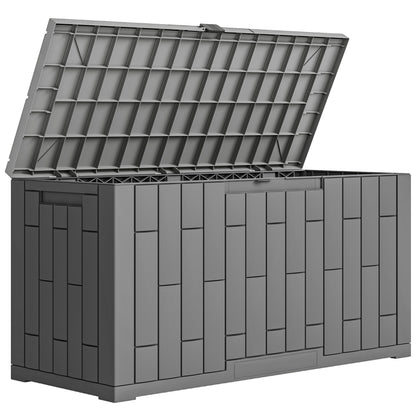 227 L Outdoor Storage Chest, Water & UV-Resistant Resin Storage Box with Lock for Garden, Terrace, Patio, 106.5 x 43 x 54.5 cm (42in x 17in x 21.5in), Gray