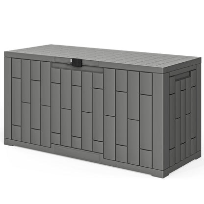 227 L Outdoor Storage Chest, Water & UV-Resistant Resin Storage Box with Lock for Garden, Terrace, Patio, 106.5 x 43 x 54.5 cm (42in x 17in x 21.5in), Gray