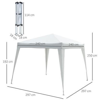 Folding Pavilion 2.4x2.4m Gazebo with UV Protection, Party Tent including Carry Bag for Garden, Balcony, Steel White