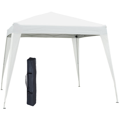 Folding Pavilion 2.4x2.4m Gazebo with UV Protection, Party Tent including Carry Bag for Garden, Balcony, Steel White