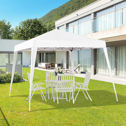 Folding Pavilion 2.4x2.4m Gazebo with UV Protection, Party Tent including Carry Bag for Garden, Balcony, Steel White