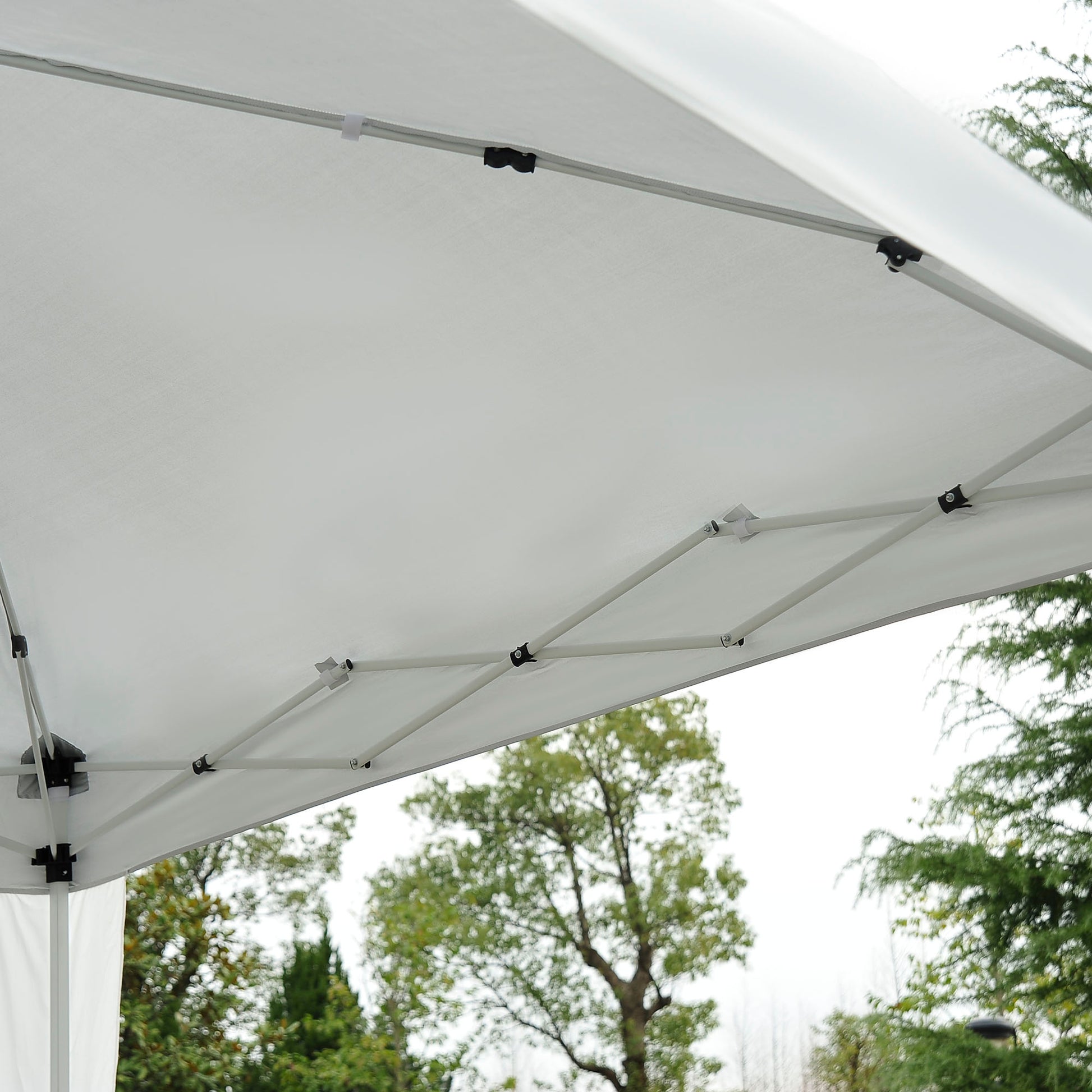 Folding Pavilion 2.4x2.4m Gazebo with UV Protection, Party Tent including Carry Bag for Garden, Balcony, Steel White