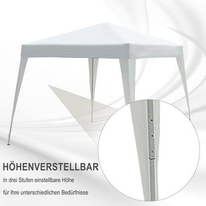 Folding Pavilion 2.4x2.4m Gazebo with UV Protection, Party Tent including Carry Bag for Garden, Balcony, Steel White