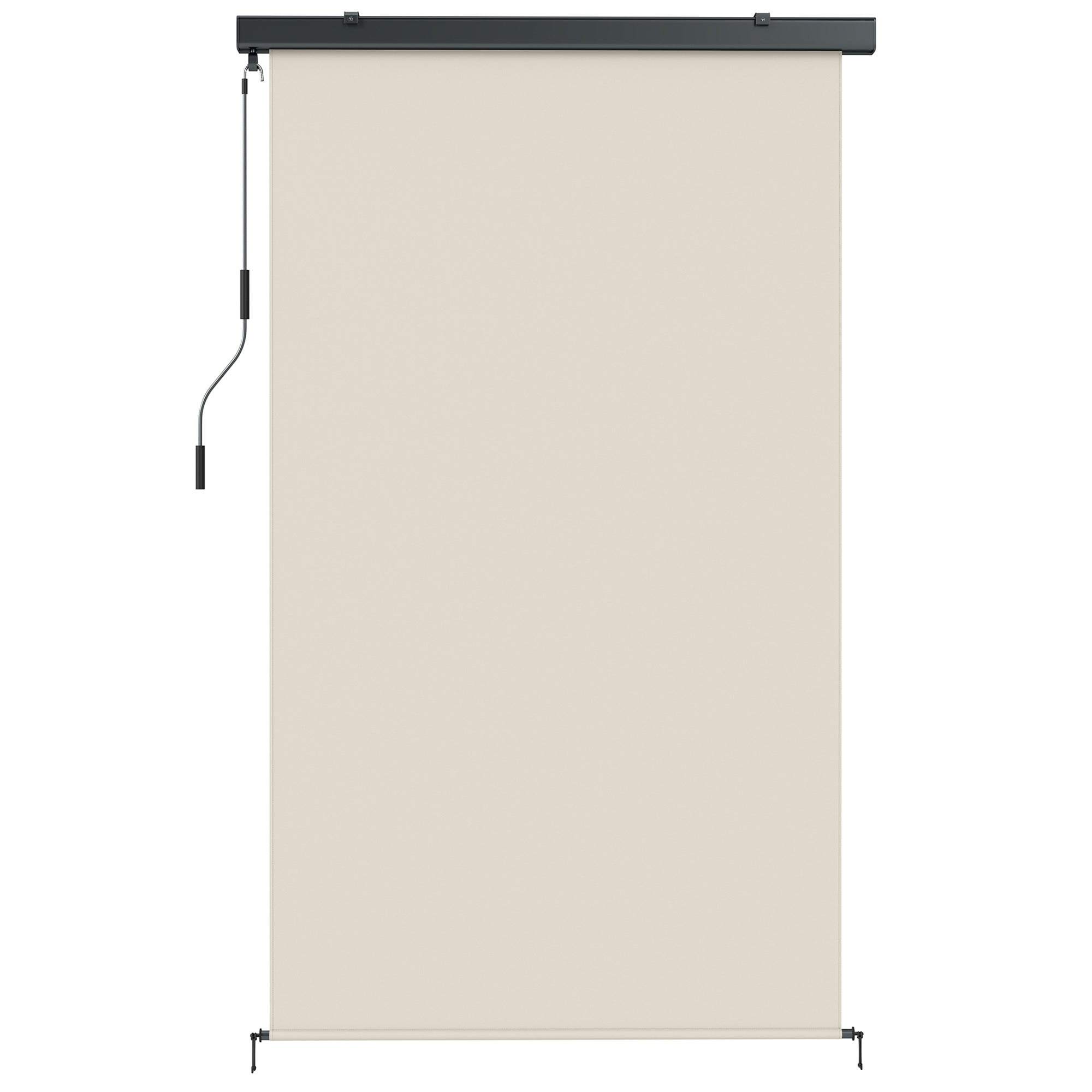 Cordless Outdoor Roller Blind, UPF50+ Waterproof Shade for Porch, Balcony or Gazebo, 98.4 x 63 in (250 x 160 cm), Cream