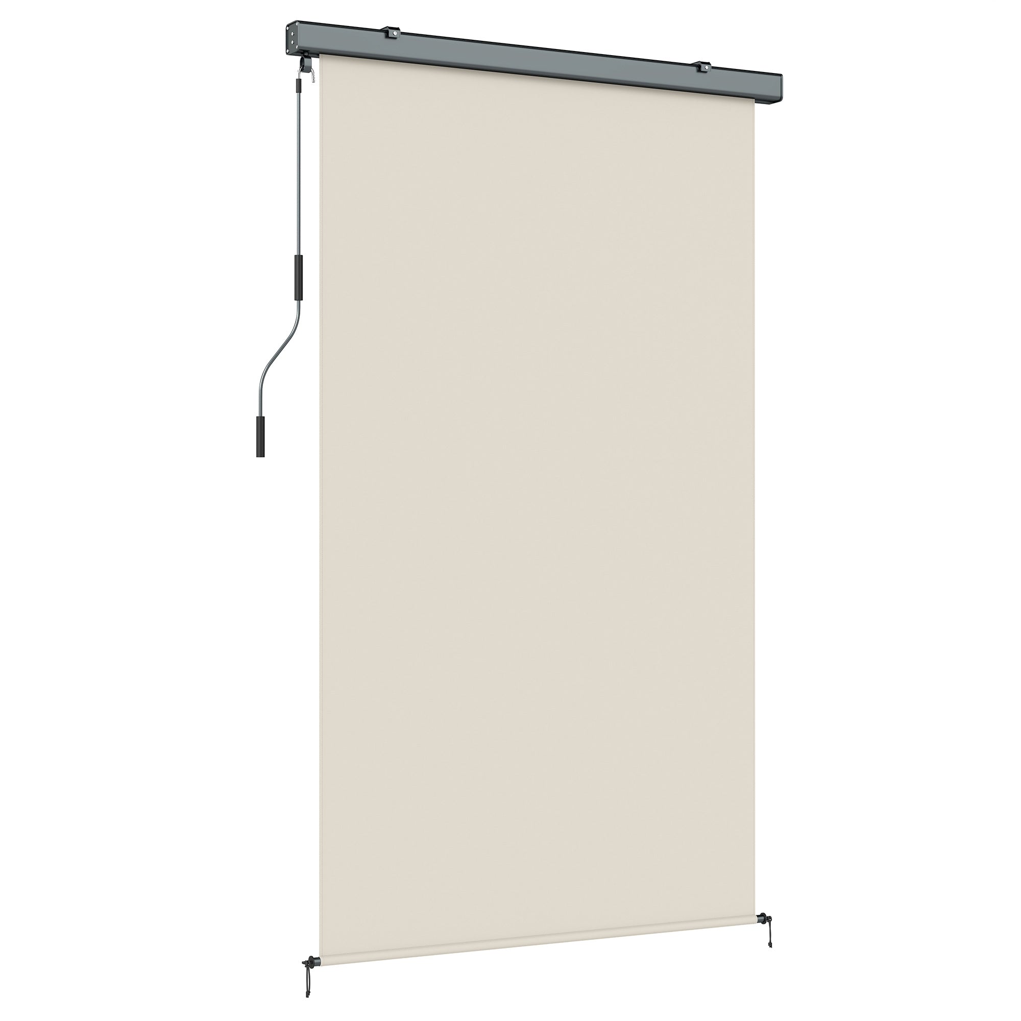 Cordless Outdoor Roller Blind, UPF50+ Waterproof Shade for Porch, Balcony or Gazebo, 98.4 x 63 in (250 x 160 cm), Cream