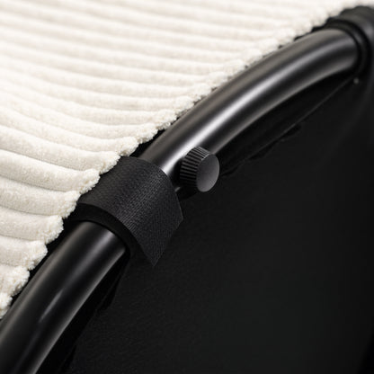 Ottoman Seat with Storage Ottoman with Lid, Round Padded Footstool with Corduroy Look for Living Room, Bedroom 60 x 60 x 41 cm Beige