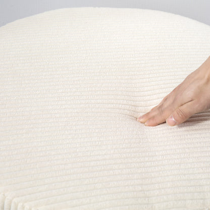 Ottoman Seat with Storage Ottoman with Lid, Round Padded Footstool with Corduroy Look for Living Room, Bedroom 60 x 60 x 41 cm Beige