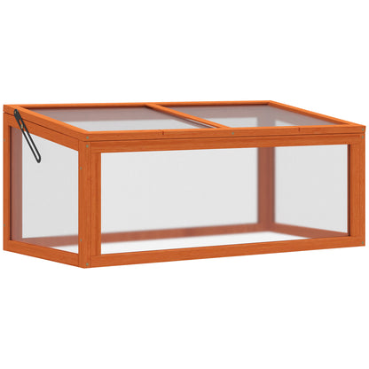 Wooden and Polycarbonate Mini Greenhouse 90 x 46 x 40 cm Weatherproof Seedling Box for Garden Plant Bed Orange