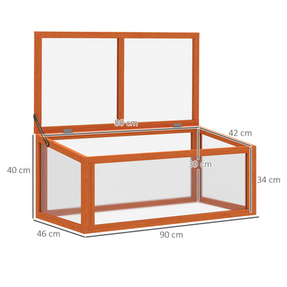 Wooden and Polycarbonate Mini Greenhouse 90 x 46 x 40 cm Weatherproof Seedling Box for Garden Plant Bed Orange