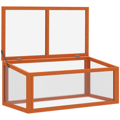 Wooden and Polycarbonate Mini Greenhouse 90 x 46 x 40 cm Weatherproof Seedling Box for Garden Plant Bed Orange