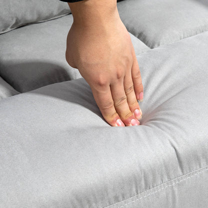 1-Seater Convertible Sofa Bed Armchair 3-in-1 Reclining Backrest 5 Positions, Armrests and Cushion, Velvet Effect, Gray