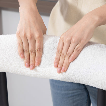 Set of 2 Bouclé Bar Stools with Curved Back, Footrest & Metal Legs, 19.7 x 20.7 x 38.6 in, Cream