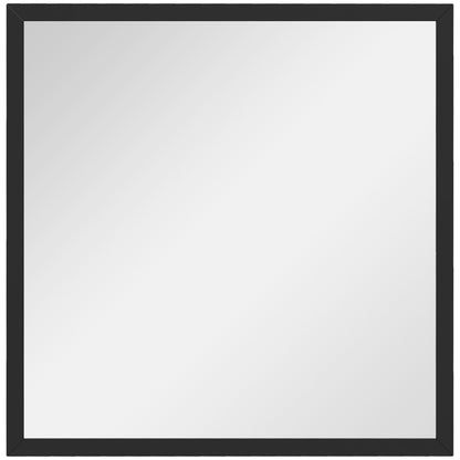 Square Wall Mirror 50 x 50 cm, black wooden frame, ideal for bathroom, living room, or bedroom