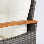 4-Piece Rattan PE Garden Furniture Set 2 Seater Sofa 2 Armchairs with Cushions and Acacia Wood Table Cream