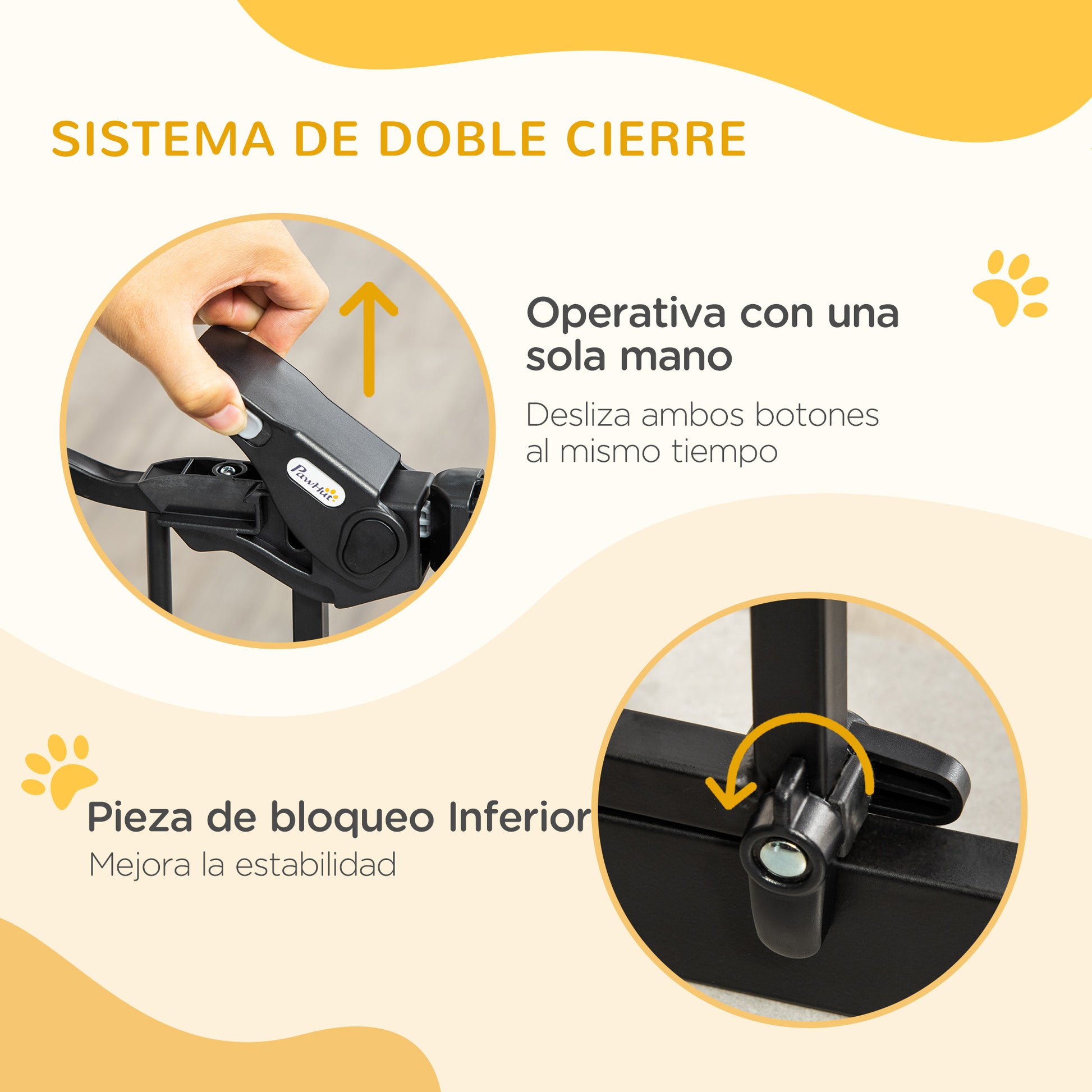 Pet Safety Gate Pet Gate with Small Lockable Door and Double Locking System for Doorway Hallway Staircase 74-80x76.2 cm Black