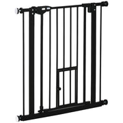 Pet Safety Gate Pet Gate with Small Lockable Door and Double Locking System for Doorway Hallway Staircase 74-80x76.2 cm Black