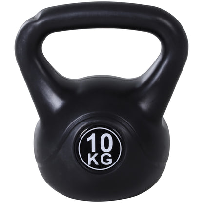 10 kg Kettlebell Fitness Russian Weight Filled with Sand with Wide Non-Slip Handle for Home and Gym Workouts 25x19x28 cm Black