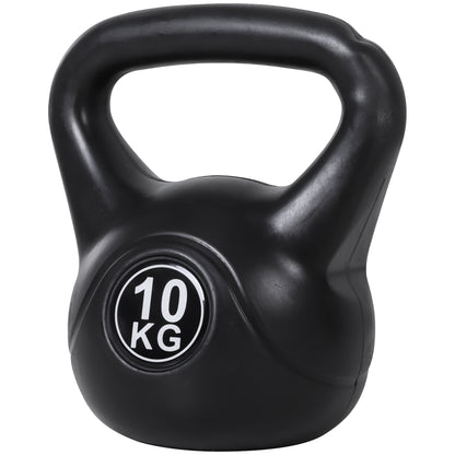 10 kg Kettlebell Fitness Russian Weight Filled with Sand with Wide Non-Slip Handle for Home and Gym Workouts 25x19x28 cm Black