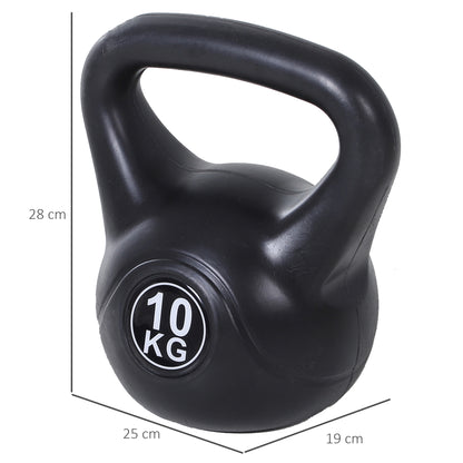 10 kg Kettlebell Fitness Russian Weight Filled with Sand with Wide Non-Slip Handle for Home and Gym Workouts 25x19x28 cm Black