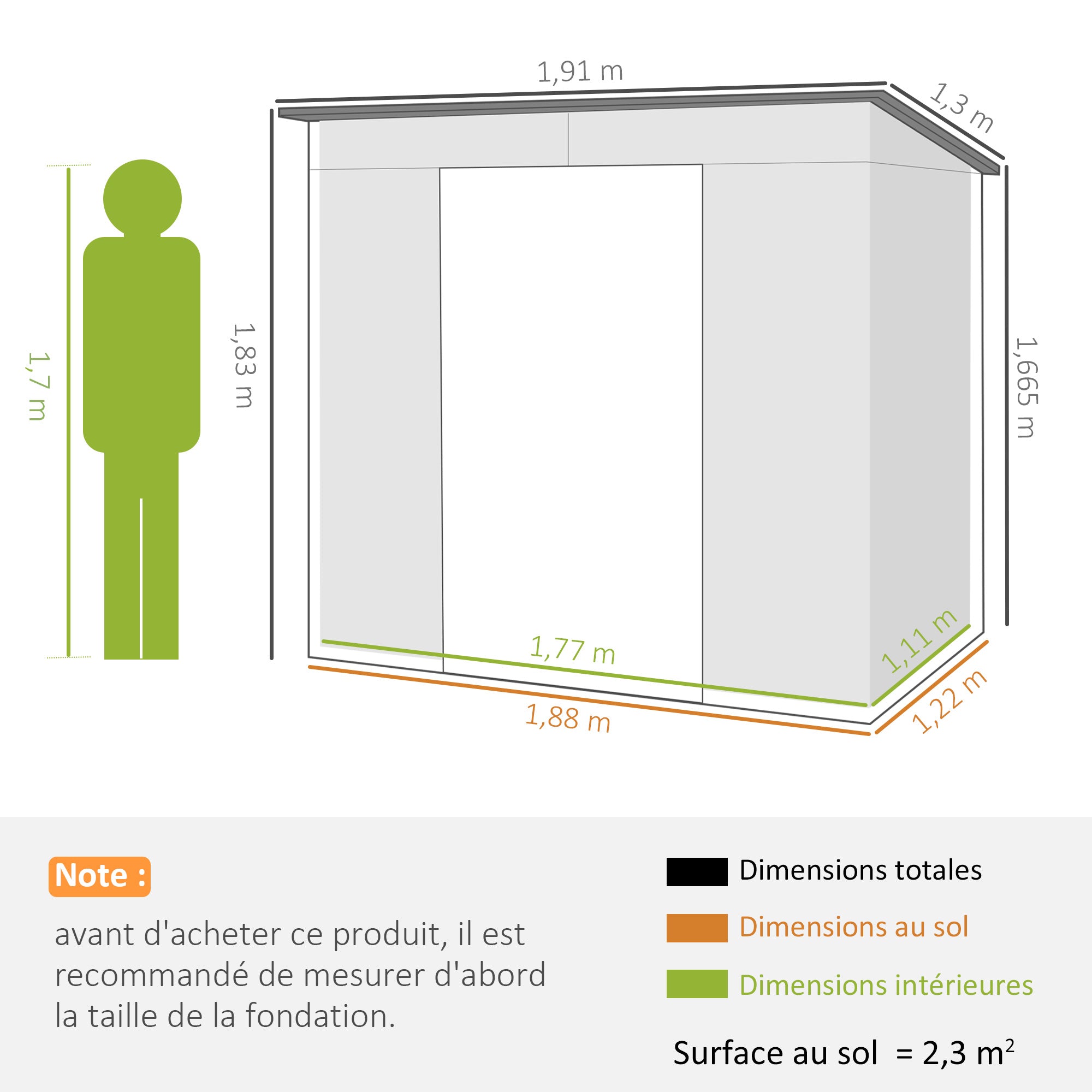 Metal Garden Shed 2.5m² Garden Cabin 191 x 130 x 183 cm Tool Storage Shed with Included Gloves, Lockable Door, and 2 Vents - Gray