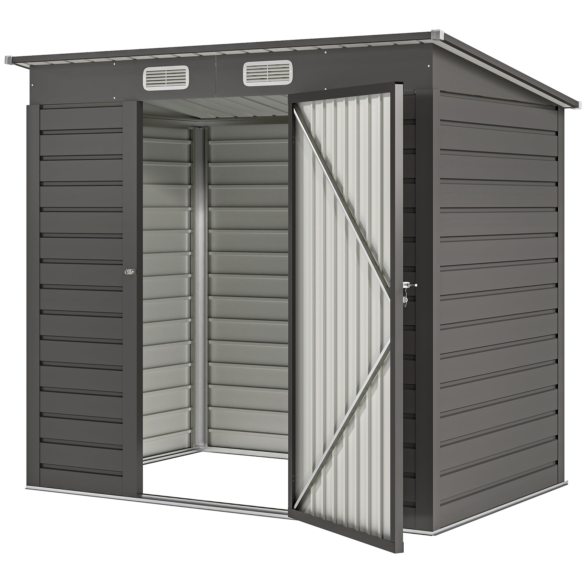 Metal Garden Shed 2.5m² Garden Cabin 191 x 130 x 183 cm Tool Storage Shed with Included Gloves, Lockable Door, and 2 Vents - Gray