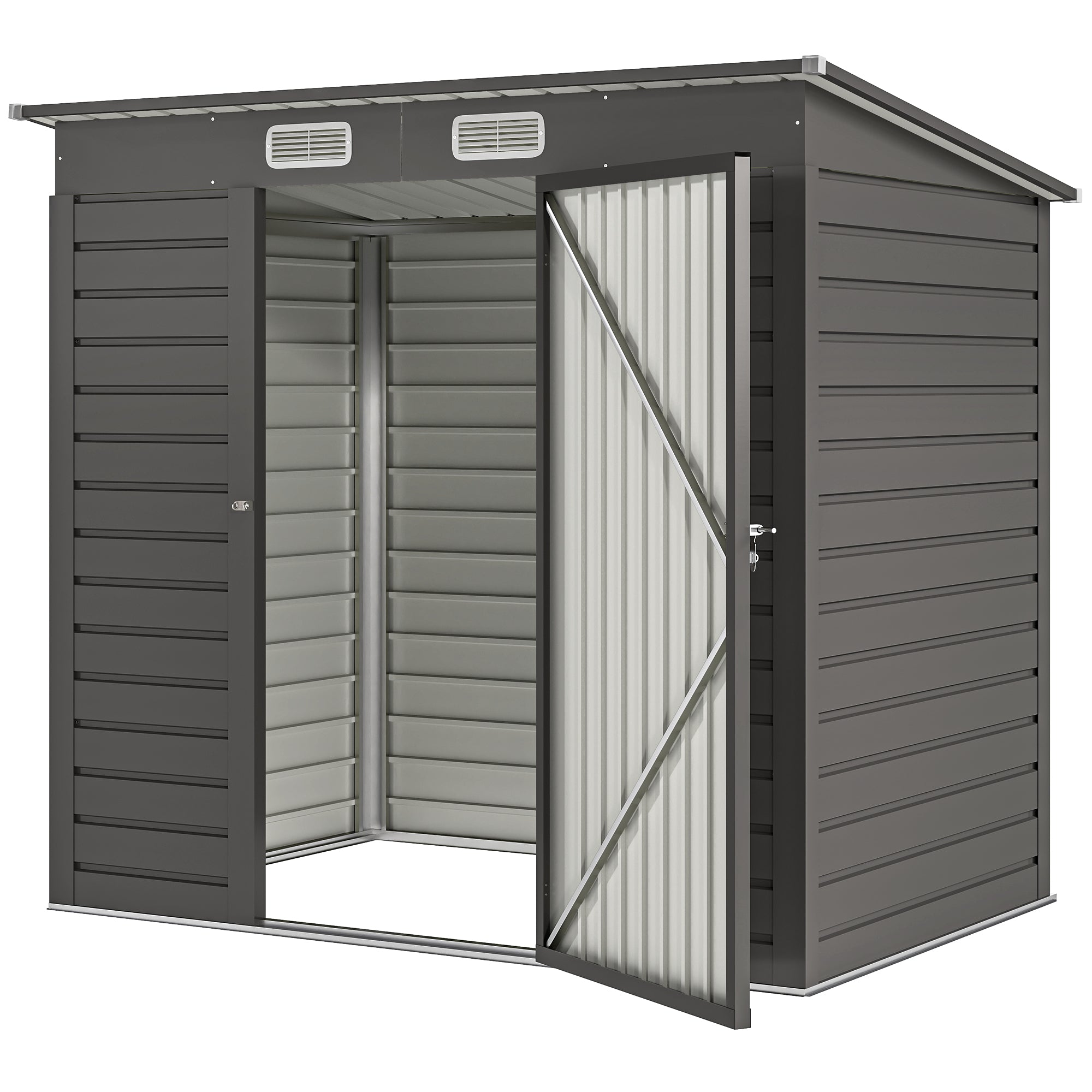 Metal Garden Shed 2.5m² Garden Cabin 191 x 130 x 183 cm Tool Storage Shed with Included Gloves, Lockable Door, and 2 Vents - Gray