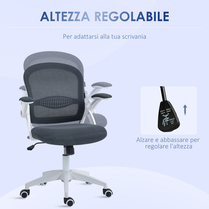 Ergonomic Office Chair with Mesh Backrest and Padded Seat, Adjustable Height, 65.5x61.5x88-97.5cm, Dark Grey