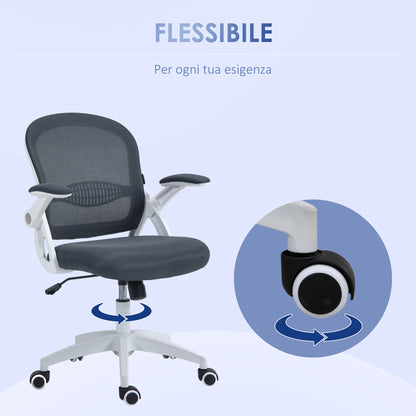 Ergonomic Office Chair with Mesh Backrest and Padded Seat, Adjustable Height, 65.5x61.5x88-97.5cm, Dark Grey
