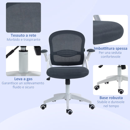 Ergonomic Office Chair with Mesh Backrest and Padded Seat, Adjustable Height, 65.5x61.5x88-97.5cm, Dark Grey