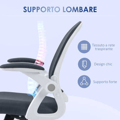 Ergonomic Office Chair with Mesh Backrest and Padded Seat, Adjustable Height, 65.5x61.5x88-97.5cm, Dark Grey