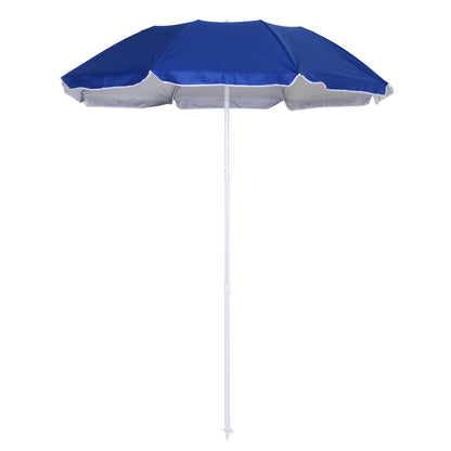 Large Beach Umbrella Ø160 cm Outdoor Terrace Umbrella with Adjustable Angle UV Protection Waterproof and Blue Transport Bag